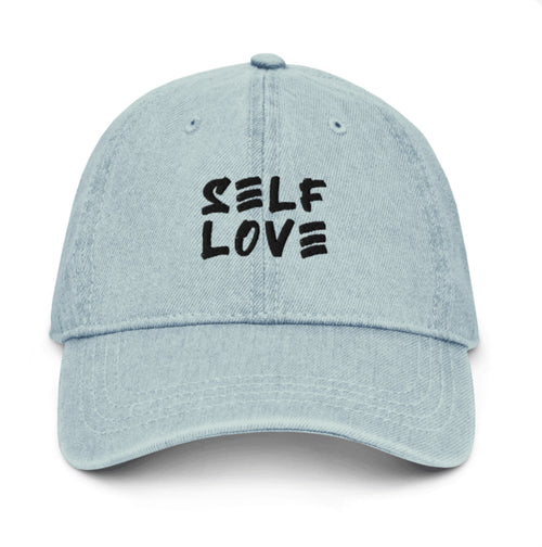 Denim Embroidered Self Love hat